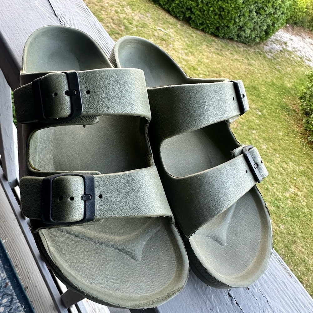 Olive Green Double Strap Sandals